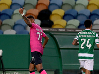 Walterson Silva of Moreirense FC (L) reacts during the Portuguese League football match between Sporting CP and Moreirense FC at Jose Alvala...