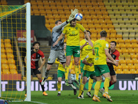 Norwich Keeper Michael McGovern punches corner away during the Sky Bet Championship match between Norwich City and Coventry City at Carrow R...