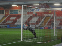 Stevenage Keeper Jamie Cumming saves last penalty  during the FA Cup match between Stevenage and Hull City at the Lamex Stadium, Stevenage o...