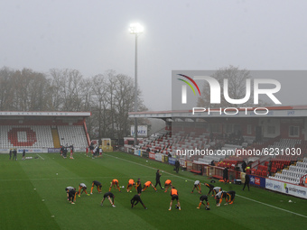 Hull City Players warm up ahead of the FA Cup match between Stevenage and Hull City at the Lamex Stadium, Stevenage on Sunday 29th November...