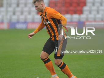Hull Citys James Scott during the FA Cup match between Stevenage and Hull City at the Lamex Stadium, Stevenage on Sunday 29th November 2020....