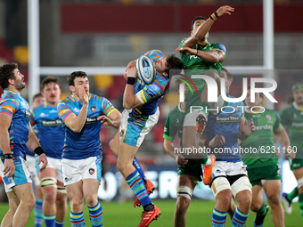  during the Gallagher Premiership match between London Irish and Leicester Tigers at the Brentford Community Stadium, Brentford, London on S...