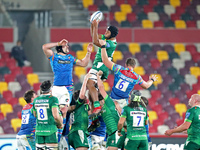 London Irish back row Chunya Munga takes the ball in the line out during the Gallagher Premiership match between London Irish and Leicester...