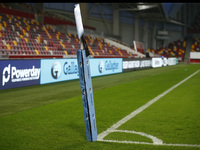 Rugby Flag and Football Corner Lines during Gallagher Premiership between London Irish and Leicester Tigers at Brentford Community Stadium ,...