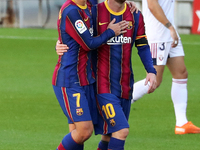 Antoine Griezmann and Leo Messi celebration during the match between FC Barcelona and Real Betis Balompie, corresponding to the week 9 of th...