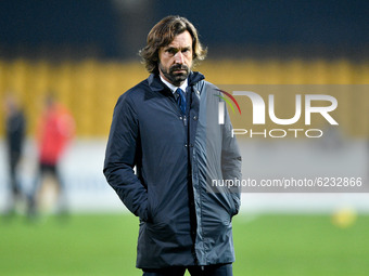 Andrea Pirlo manager of Juventus FC looks on during the Serie A match between Benevento Calcio and Juventus FC at Stadio Ciro Vigorito, Bene...
