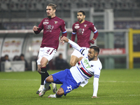 Fabio Quagliarella of UC Sampdoria scores a goal during the Serie A football match between Torino FC and UC Sampdoria at Olympic Grande Tori...