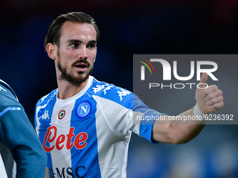 Fabian Ruiz of SSC Napoli celebrates after scoring second goal  during the Serie A match between SSC Napoli and AS Roma at Stadio San Paolo,...