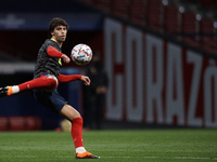 Joao Felix of Atletico Madrid during the warm-up before the UEFA Champions League Group A stage match between Atletico Madrid and FC Bayern...