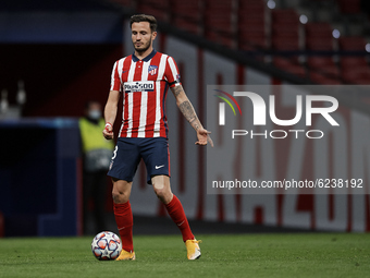 Saul Niguez of Atletico Madrid controls the ball during the UEFA Champions League Group A stage match between Atletico Madrid and FC Bayern...