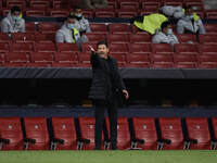 Diego Simeone head coach of Atletico Madrid gives instructions during the UEFA Champions League Group A stage match between Atletico Madrid...