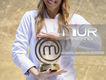 Raquel Meroño, the winner of TV's MasterChef Celebrity 2020, poses for a photo session on December 09, 2020 in Madrid, Spain.  (
