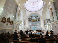 funeral ceremony of Algerian Archbishop Henri Teissier at Notre-Dame d'Afrique Cathedral in Algiers on December 9, 2020, Teissier died at th...