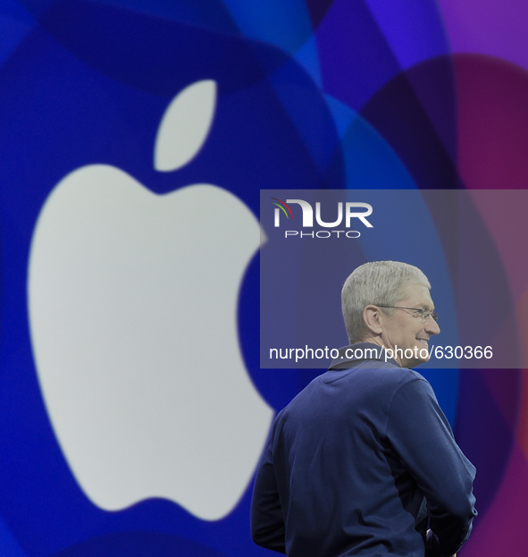 (150608) -- SAN FRANCISCO, June 8, 2015 () -- Apple's CEO Tim Cook attends the Apple Worldwide Developers Conference (WWDC) 2015 in San Fran...