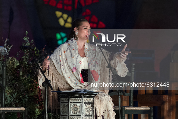 the flamenco singer Marina Heredia during the La Navidad de Marina Heredia performance in Madrid, Spain, December 30 2020.  