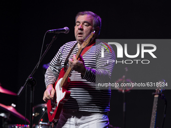 the musician Joaquín Felipe Spada of the group Los Fresones Rebeldes during the performance at the Conde Duque auditorium in  Madrid, Spain,...