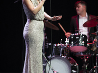 Jazz singer Miryam Latrece during the performance I want to sing to you at the Conde Duque de Madrid auditorium, in Madrid, Spain, on Decemb...