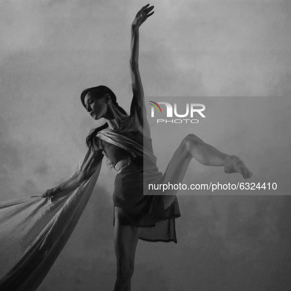 (EDITOR'S NOTE: Image was converted to black and white) Spanish dancer Lucia Lacarra performs during  of ''Fordlandia'' at the Teatros del C...