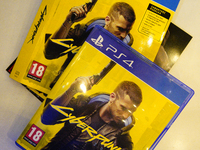 The Cyberpunk 2077 game box is seen in Warsaw, Poland on January 6, 2021. Cyberpunk 2077 was hailed as the 2020's most anticipated game howe...
