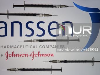 An illustrative image of medical syringes in front of Janssen Pharmaceutica, and Johnson and Johnson logos displayed on a screen.
On Friday,...