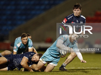  Worchesters Ali Morris is brought to the ground     during the Gallagher Premiership match between Sale Sharks and Worcester Warriors at AJ...