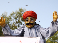 A Puppet Show During Farmers protest against the New Farm Laws in Ajmer, Rajasthan, India on 10 January 2021. (