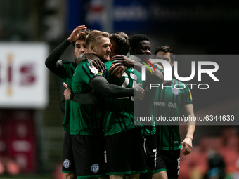  Matthew Lund of Rochdale celebrate with his teammates after scoring his side first goal during the Sky Bet League 1 match between Charlton...