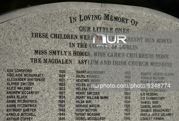 A view of the monument commemorating more than 200 children from Bethany Mother and Child Home at Mount Jerome Cemetery in Harold's Cross, D...