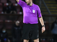 Referee, Brett Huxtable reacts during the Sky Bet League Two match between Leyton Orient and Morecambe at The Breyer Group Stadium on Januar...