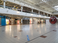 Aspect that the Valle Real Shopping Center in Santander, Spain on January 16, 2021 presented, all closed and without people after the entry...