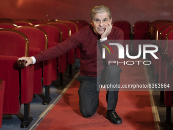actor Pedro Ruiz poses during the portrait session at the Marquina Theater in Madrid January 19, 2021 Spain (