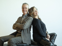 The actors Carlos Hipolito and his wife the actress Mapi Sagaseta pose during the portrait session in Madrid, January 19, 2020 Spain (