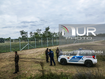Hungarian army and police is patrolling area by the newly erected fence at a border between Croatia and Hungary. September 27, 2015. A recor...