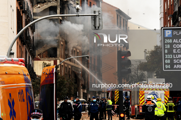 
At least three dead after a large explosion in a building on Toledo Street in Madrid while checking a boiler in Madrid 20th January, 2021....