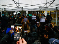 Protest of restaurateurs under the headquarters of the Lombardy Region in Milan on January 21 2021. Restaurateurs protest against the govern...