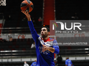 Dogus Balbay of Anadolu Efes in action during warm-up ahead of the EuroLeague Basketball match between Zenit St. Petersburg and Anadolu Efes...
