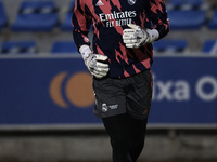 Andriy Lunin of Real Madrid during the warm-up before the round of 32 the Copa del Rey match between CD Alcoyano and Real Madrid at Campo Mu...