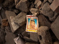 A wrapper for a hair care product lies amongst the ruins of Bhaktapur, South of Kathmandu, Nepal. One month after Nepal's devastating earthq...