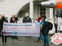 general view of anti nuclear weapon protest in front of Bonn old city hall in Bonn, on January 22, 2021 in Bonn, Germany.  (