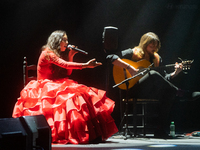 Spanish singer María José Llergo performing at the Teatro Circo Price during the Inverfest Music Festival on February 5, 2021, in Madrid, Sp...