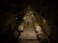 Snowfall in Athens, Greece, on February 15, 2021. (