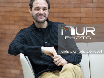 Director Filippo Meneghetti poses during the portrait session in Madrid on February 16, 2021 Spain (