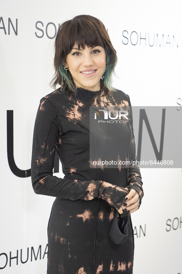 Angy Fernandez attends the 'Relieve' fashion show photocall at the White Lab Gallery on February 17, 2021 in Madrid, Spain. 