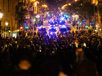 Protest for the fifth night in Barcelona, Spain, on February 21, 2021 against the imprisonment of Pablo Hasel. ((