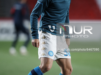 Costanzo of Napoli during the warm-up before the UEFA Europa League Round of 32 match between Granada CF and SSC Napoli at Estadio Nuevo los...