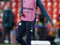 Victor Osimhen of Napoli during the warm-up before the UEFA Europa League Round of 32 match between Granada CF and SSC Napoli at Estadio Nue...