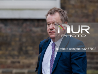 Minister of State in the Cabinet Office David Frost arrives in Downing Street on 24 February, 2021 in London, England. The government has se...