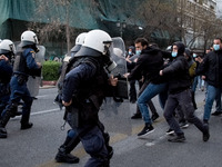 Riots between protesters and riot police during a protest in support with 17 November terror organization convict Dimitris Koufontinas, curr...