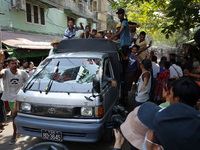 Pro-military supporters detained by residents are transferred after a clash in Yangon, Myanmar on February 25, 2021. (