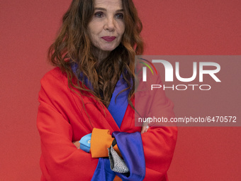 The actress Victoria Abril poses during the masterclass of the Feroz Awards in Madrid February 25, 2021 Spain (
